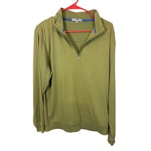 Peter Millar Men's Lime Green Whitaker Quarter-Zip Sweater Cotton Preppy M